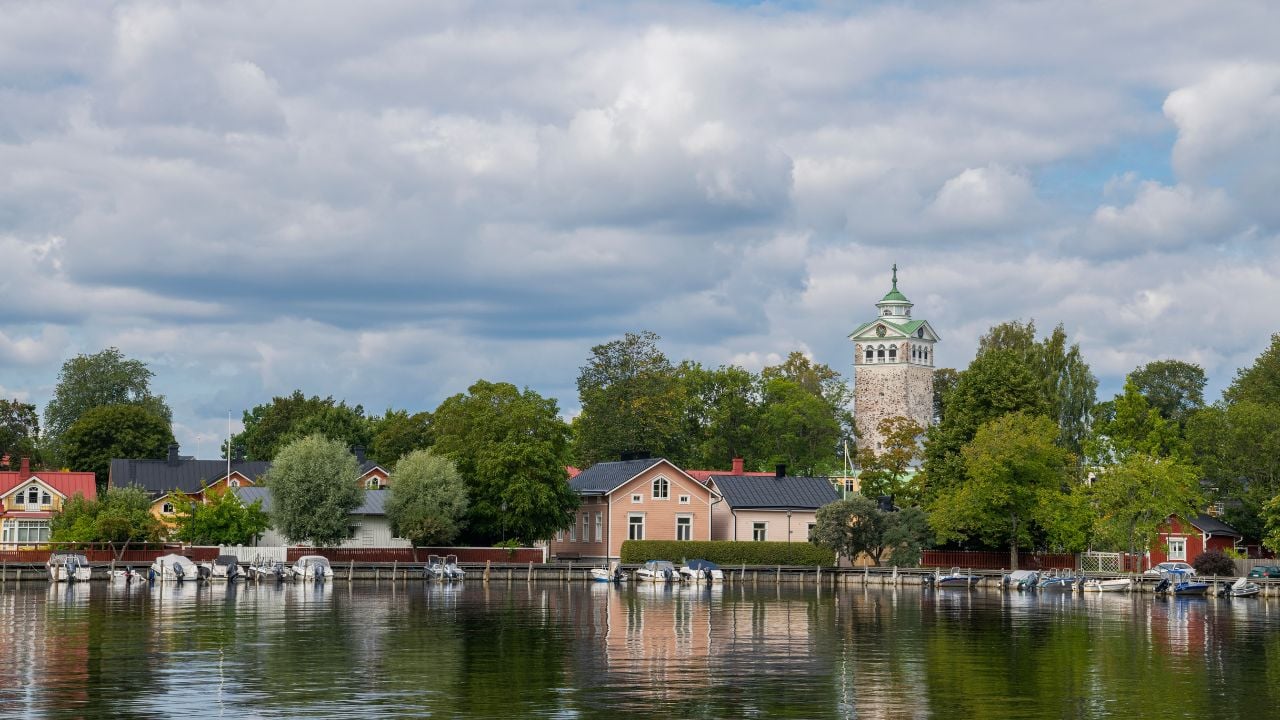 View of Tammisaari town and church in summer, Finland