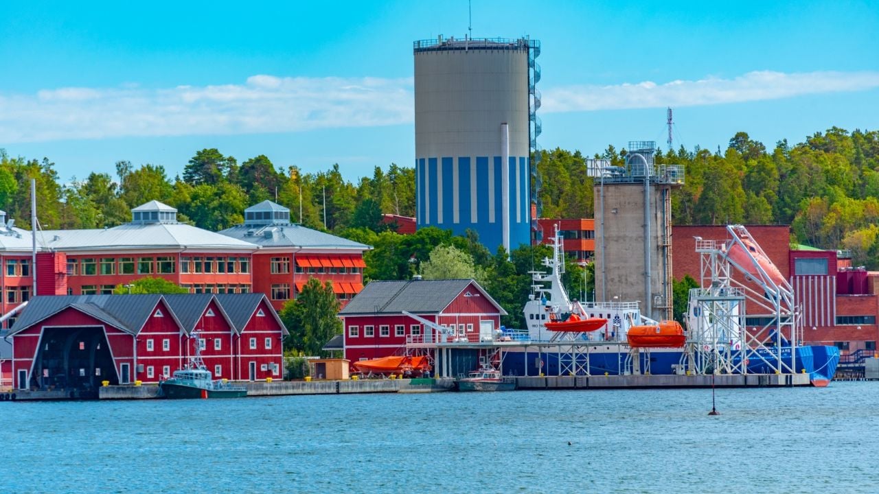 View of the port of Mariehamn, Finland.