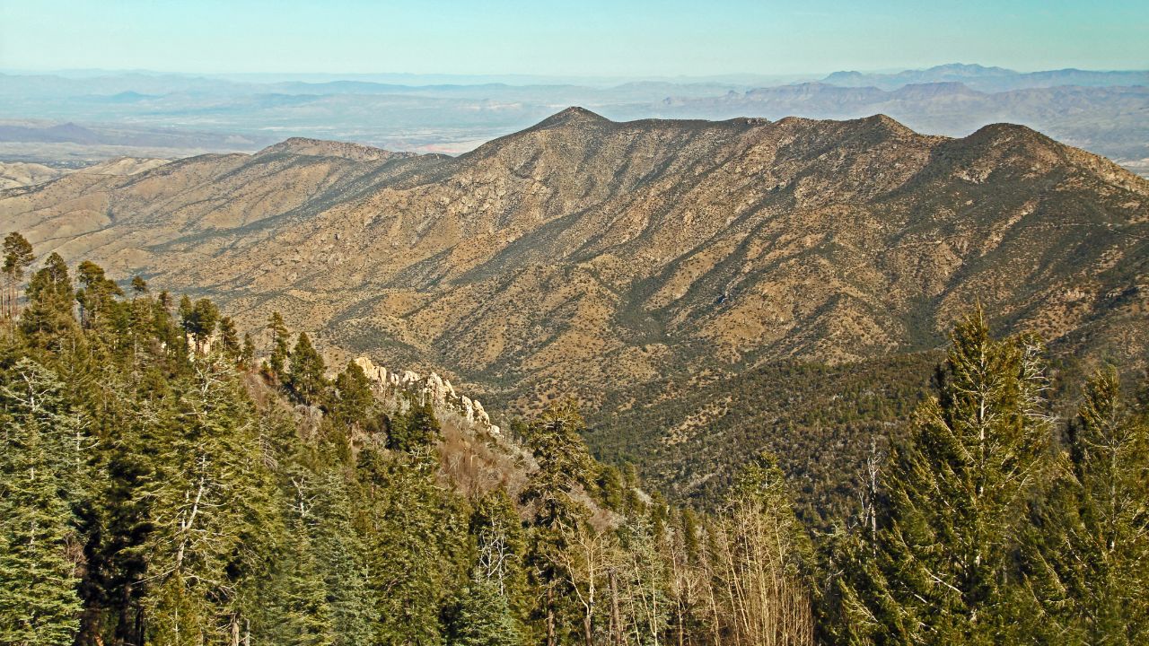 Panoramic view from Mount Lemmon in the Santa Catalina Mountains near Tucson, Arizona