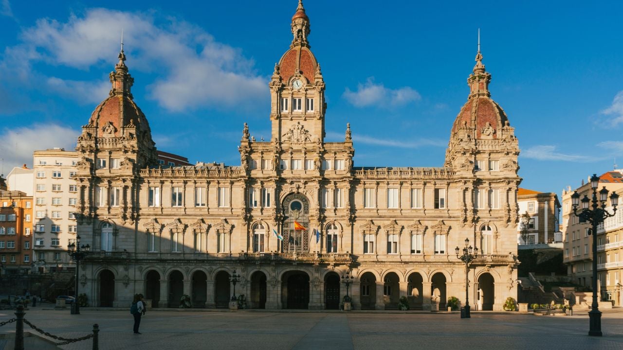 María Pita Square and Town Hall in A Coruña, Spain.
