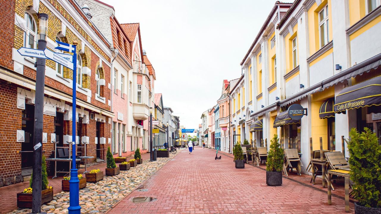 Street scene in Pärnu, Estonia.