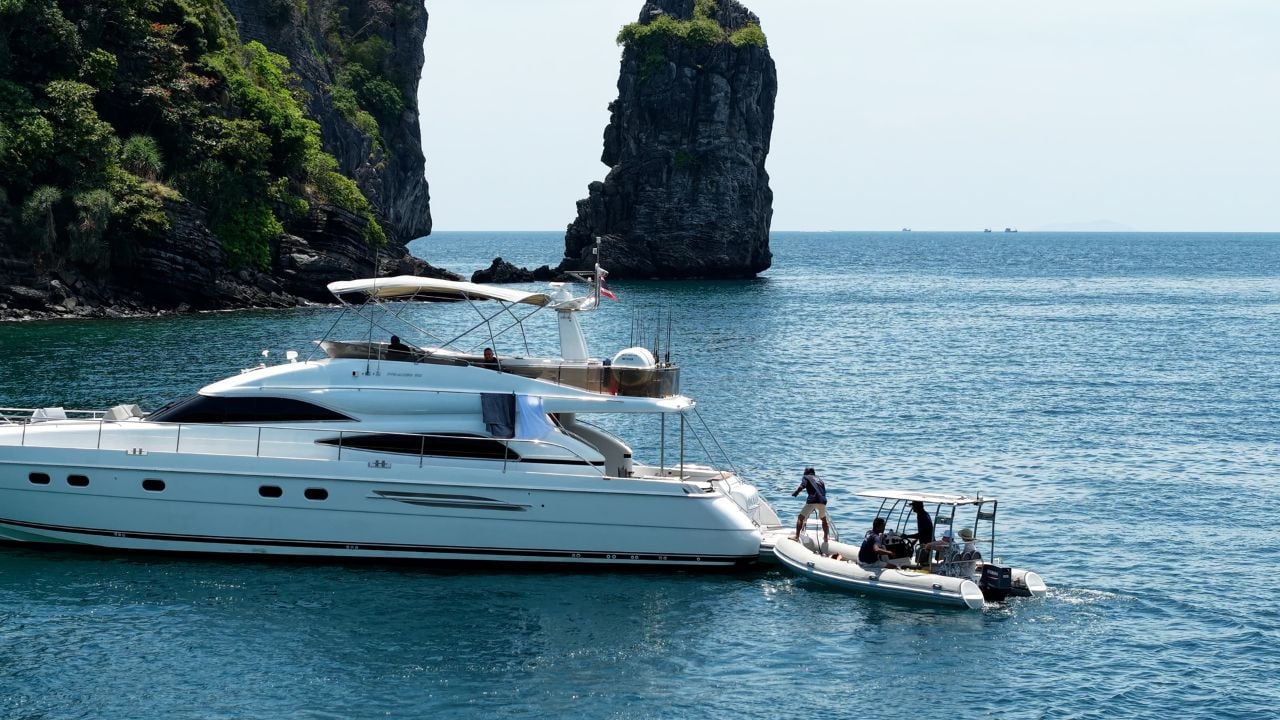 Luxury yacht in tropical waters near Thailand