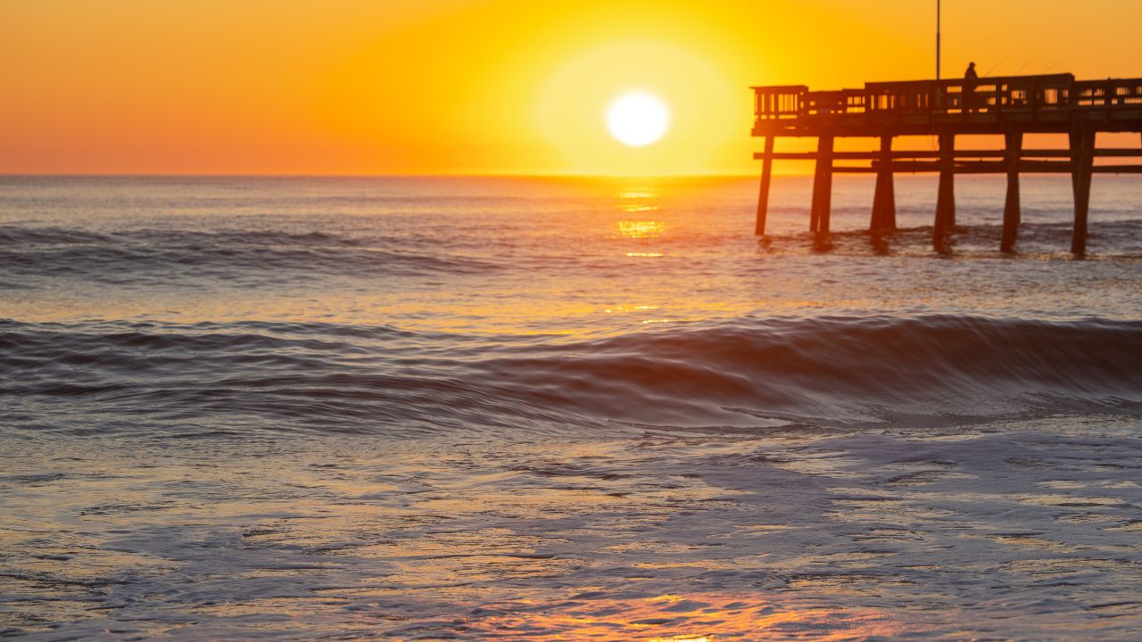 Virginia Beach shoreline at sunrise