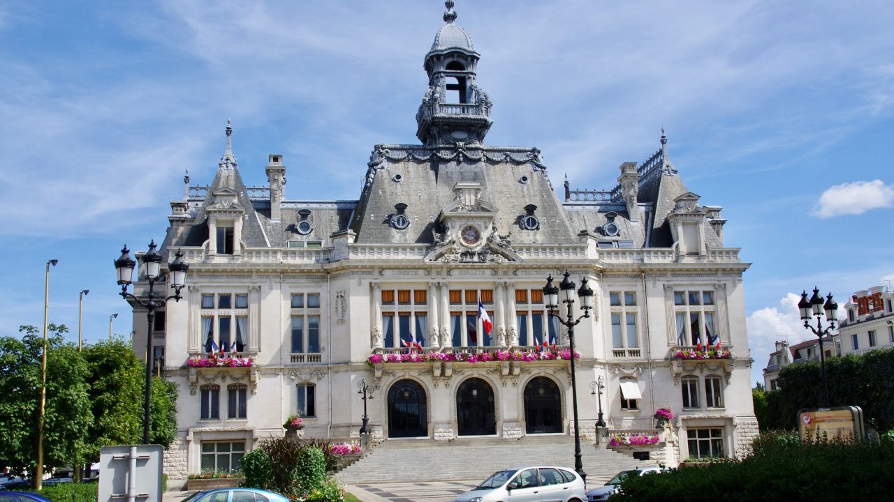 Vichy Town Hall in sunshine, France.