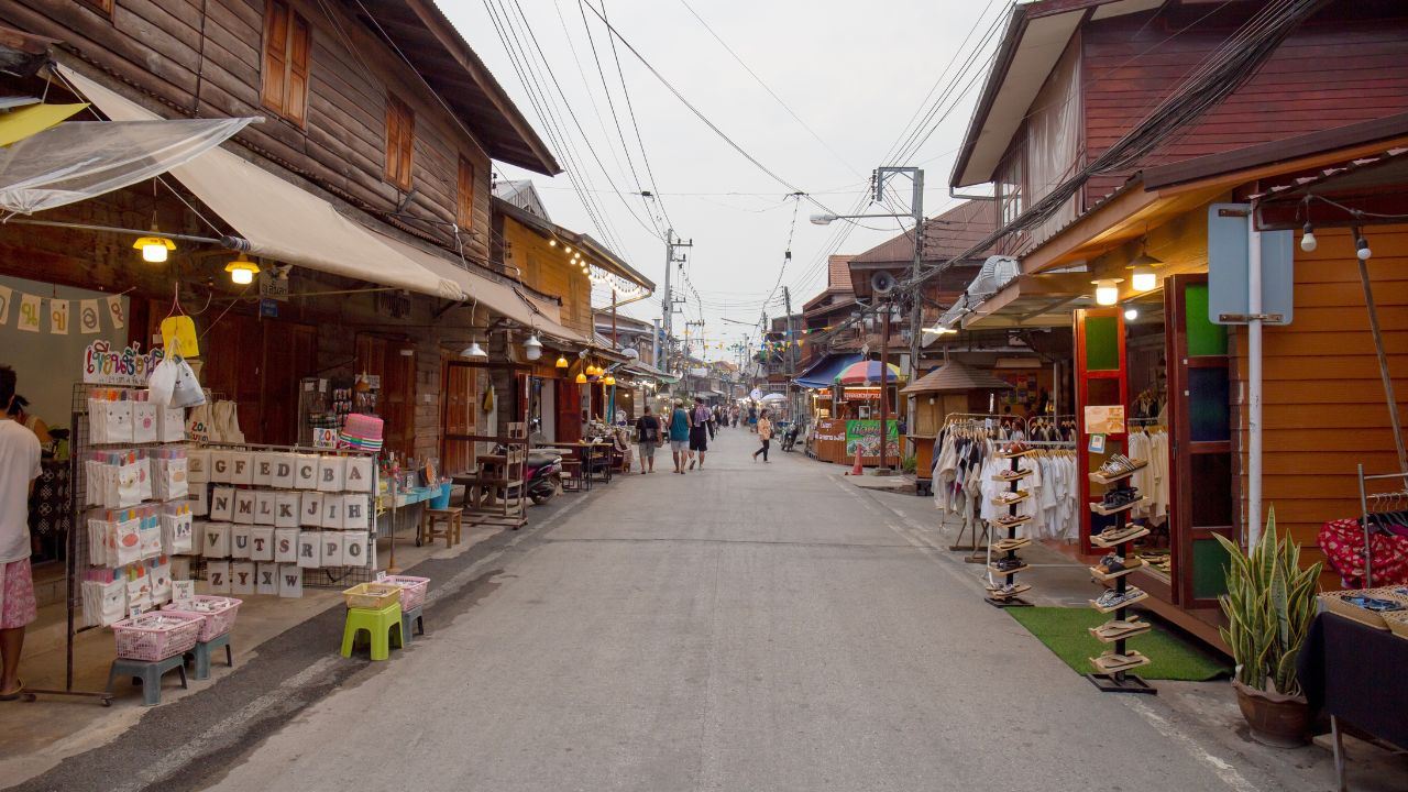 Chiang Khan walking street beside the Mekong in Thailand.