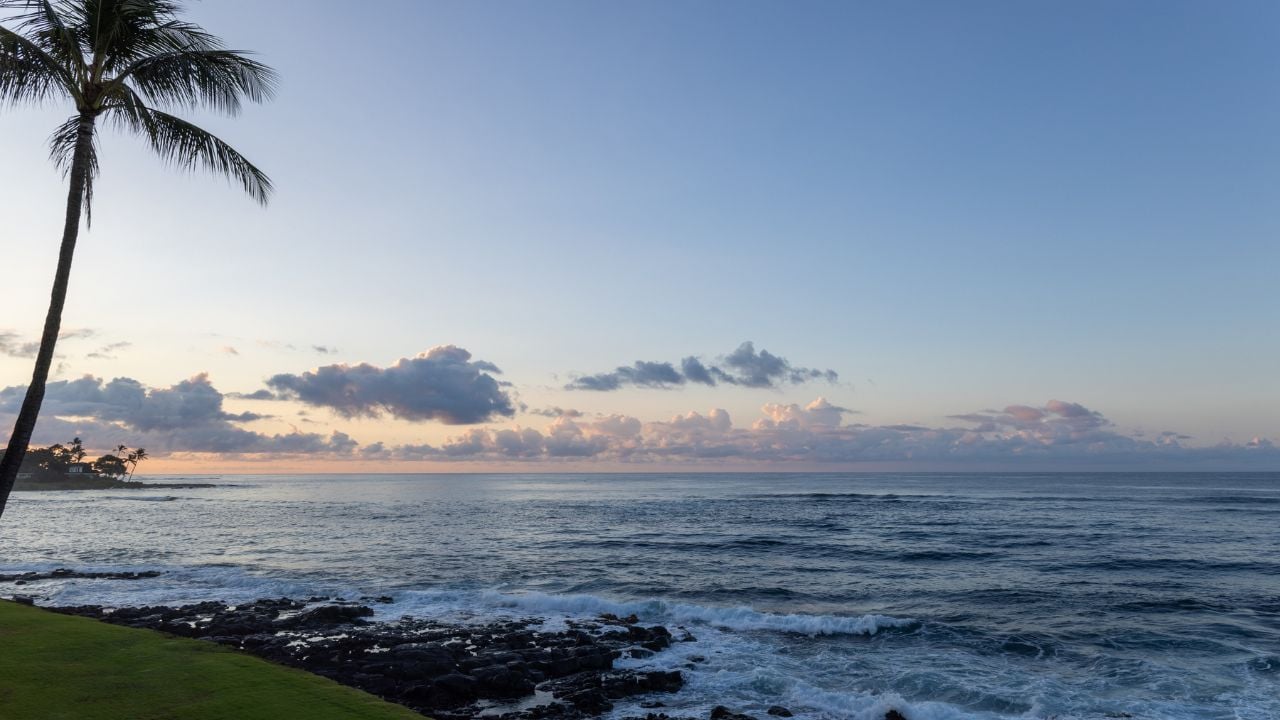 Sunrise view near Poipu on Kauai, Hawaii.