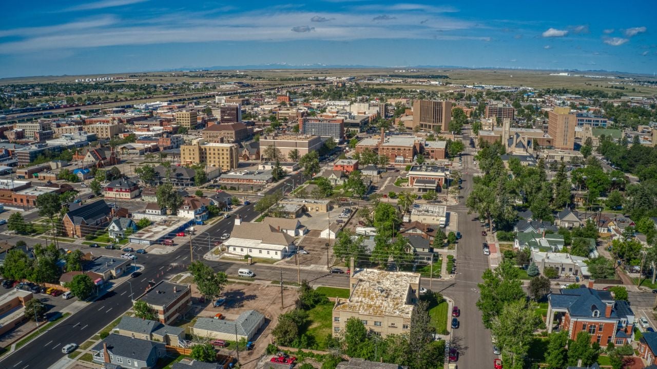 Aerial view of Cheyenne, Wyoming.