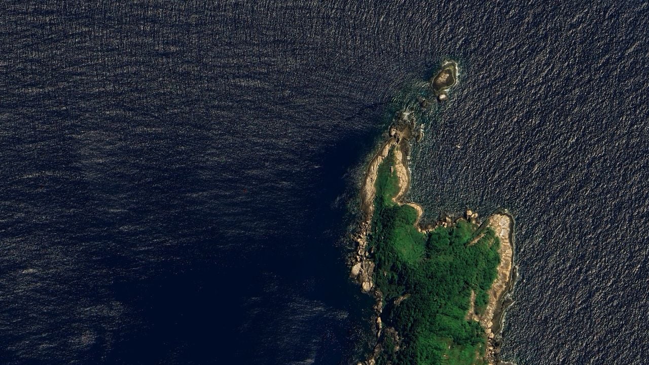 Aerial view of Ilha da Queimada Grande in Brazil.