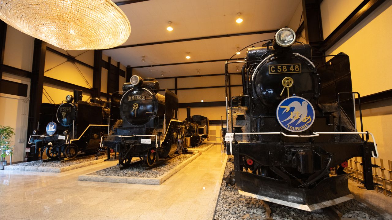 Kyoto, Japan - May 16 2019: The world famous Sagano Romantic Train museum near Kyoto, Japan