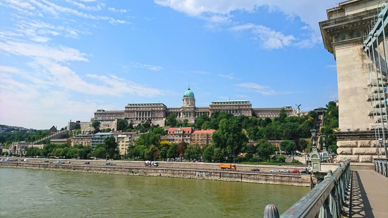 View of Buda Castle above the Danube in Budapest, Hungary.