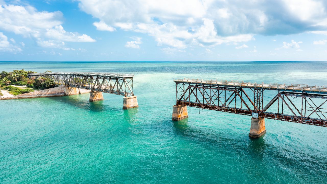 Bahia Honda Rail Bridge above the water in the Florida Keys.