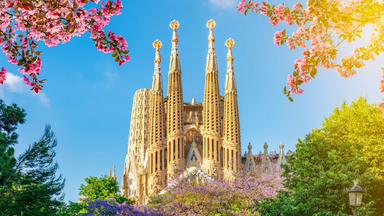 Sagrada Família in Barcelona, Spain, in spring