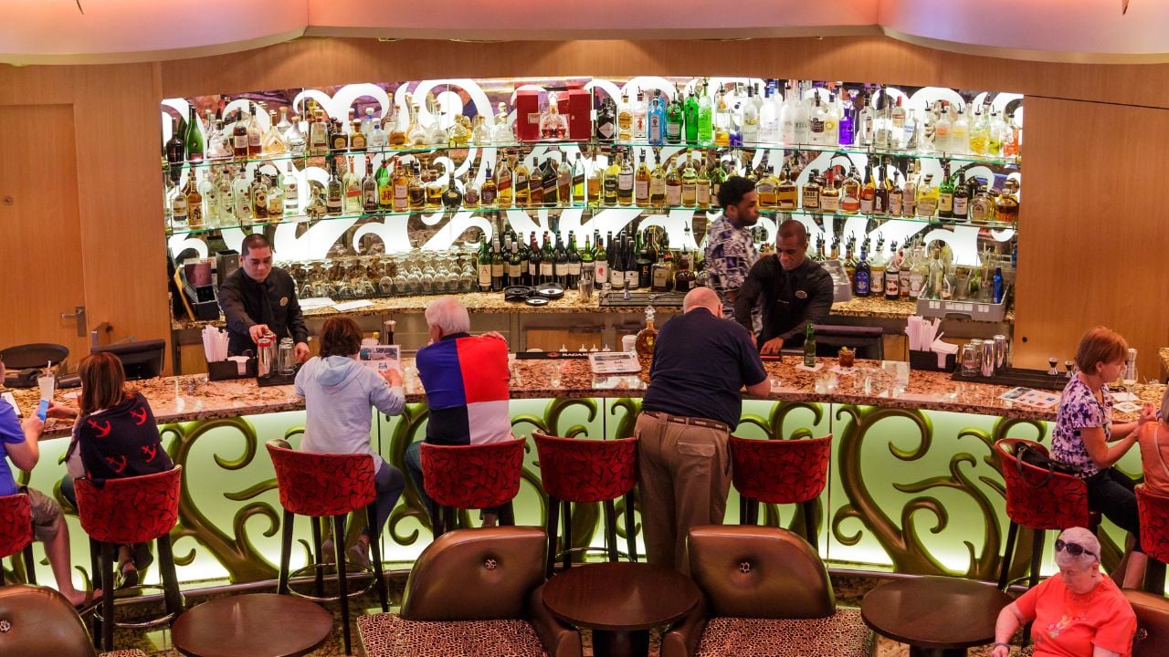 Cruise-ship bar and drinks scene.