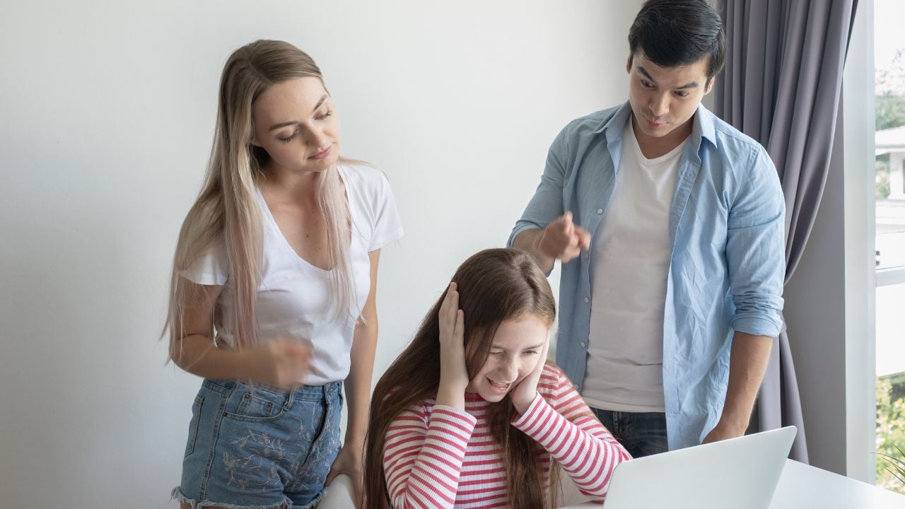 Family at home after a stressful moment.