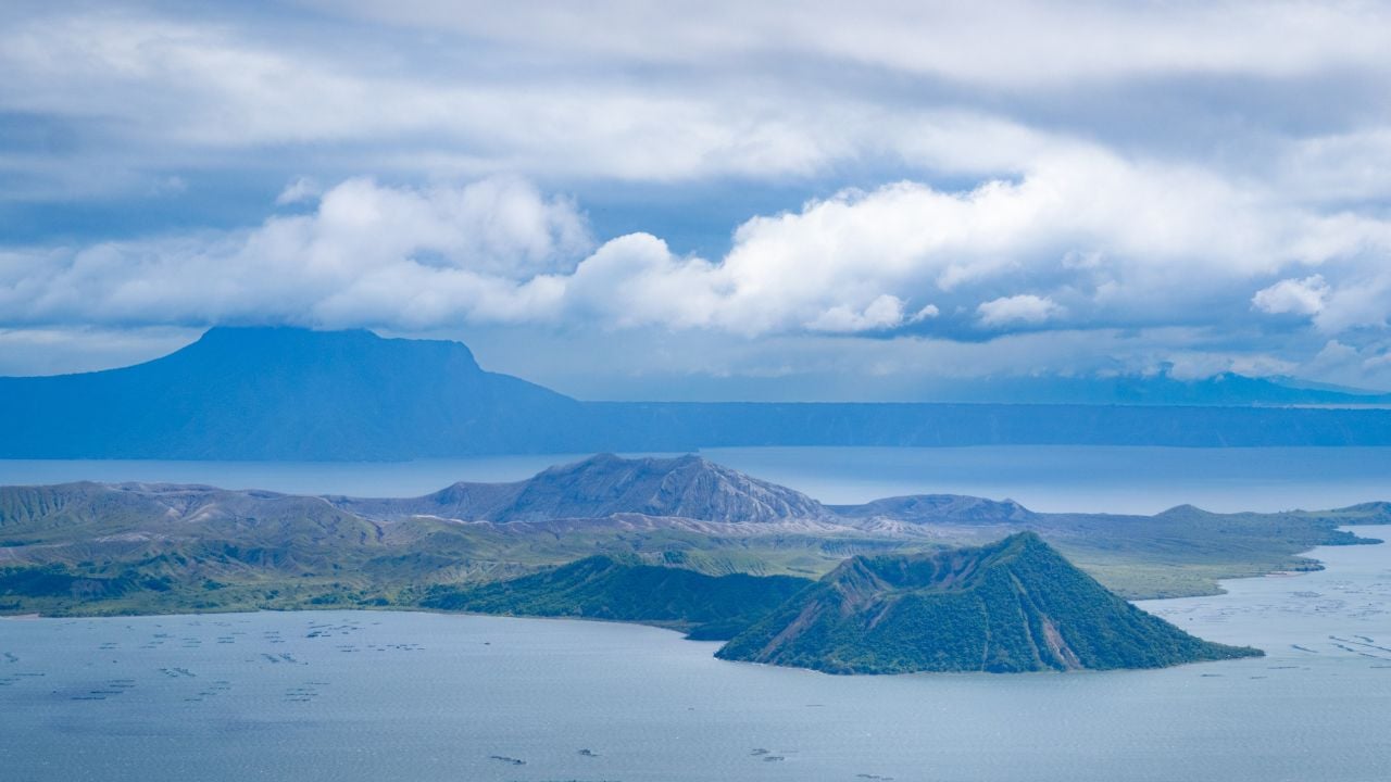 Clouds over Taal Volcano and Lake in Batangas, Philippines.