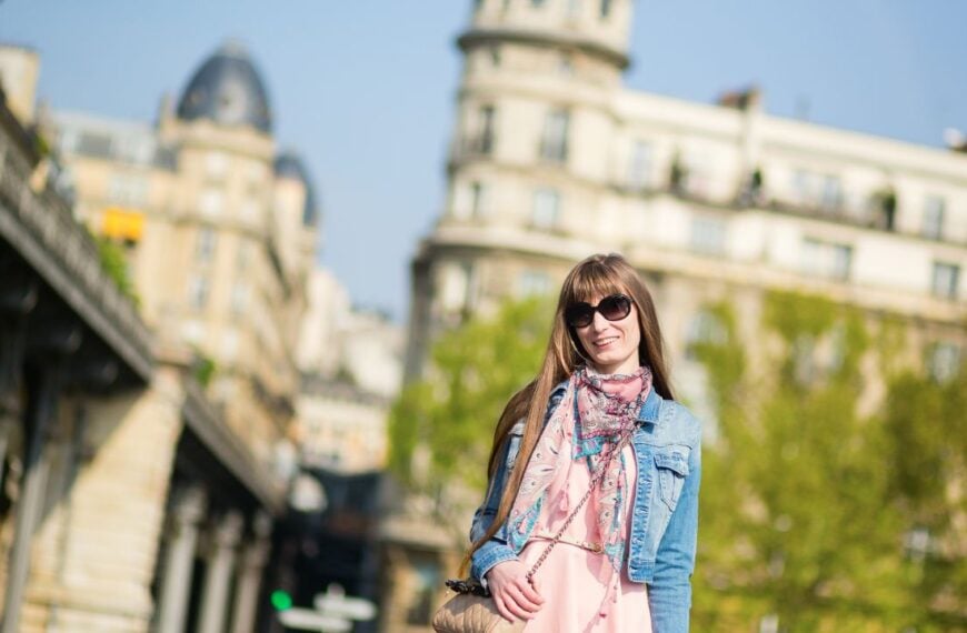 Beautiful young girl walking in Paris