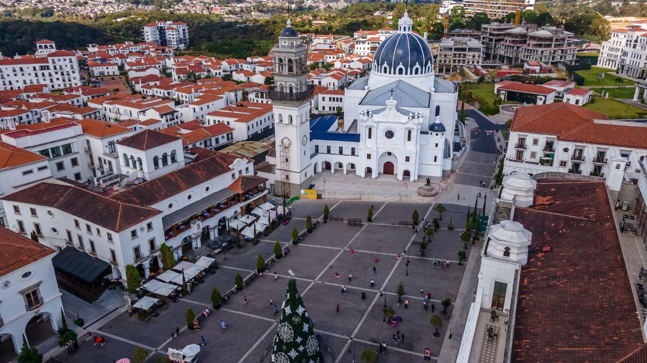 Beautiful aerial view of Plaza Cayala in Guatemala City