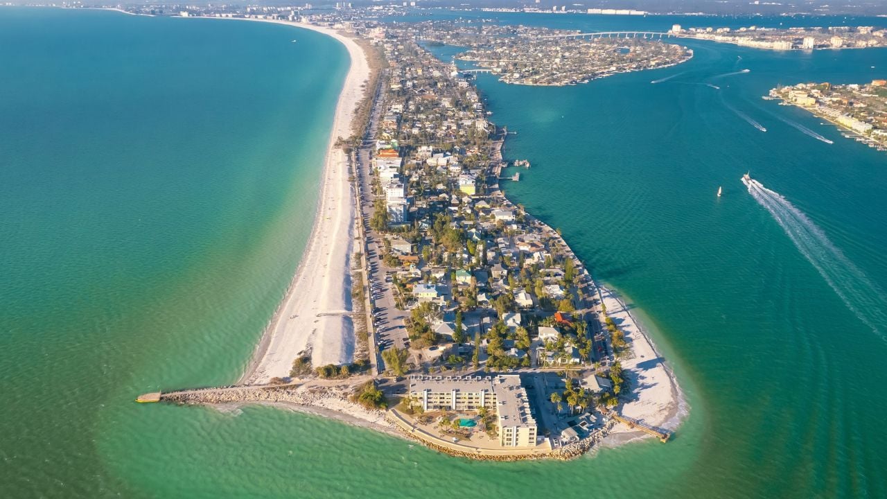 St. Pete Beach and Pass-a-Grille shoreline in Florida.