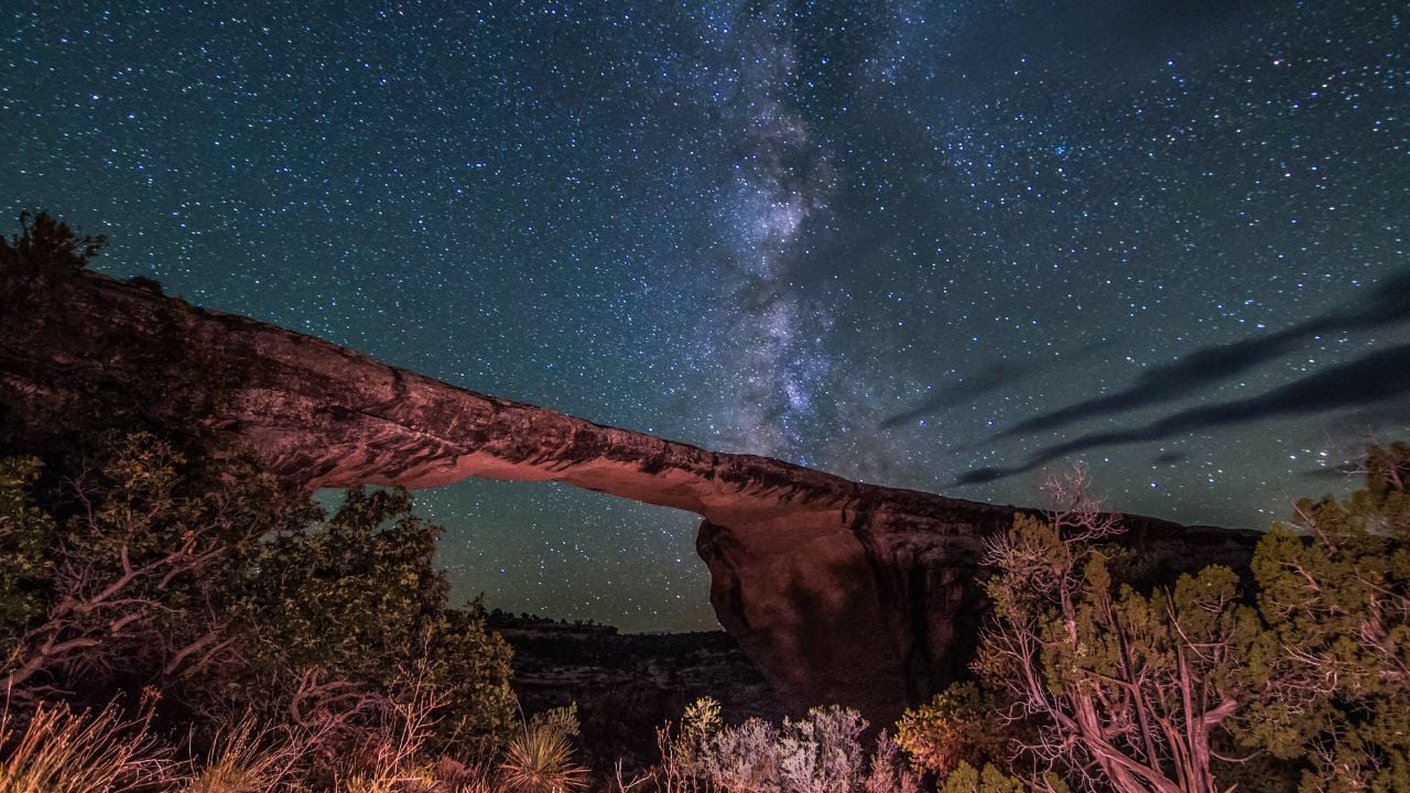 Milky Way and Owachomo Bridge at Natural Bridges National Monument.