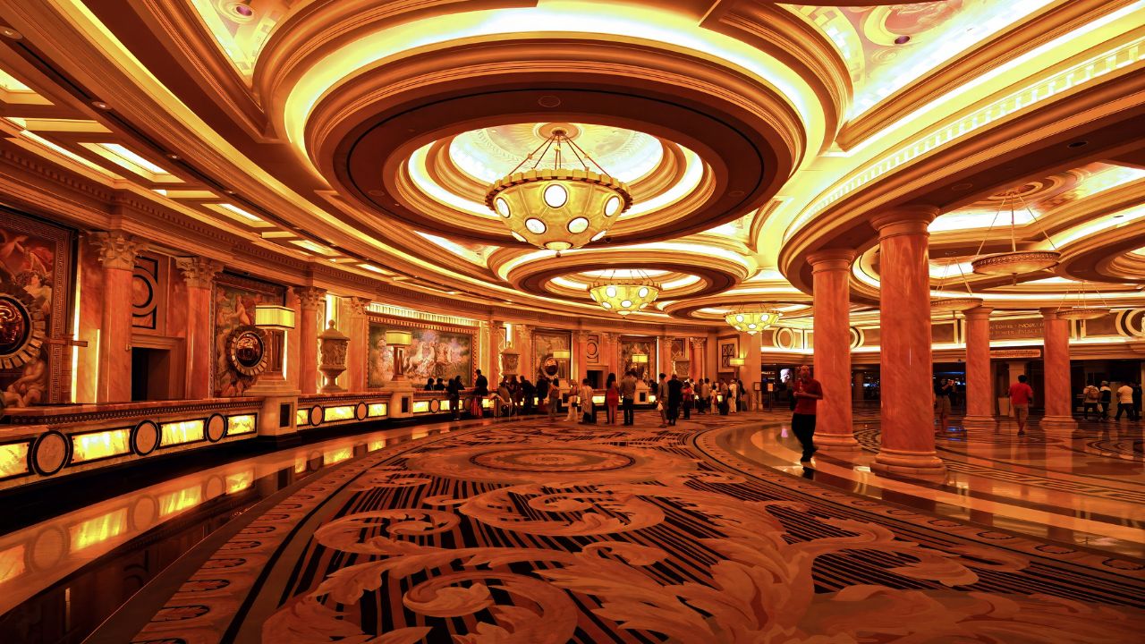 Interior architecture of a luxury hotel in Las Vegas.