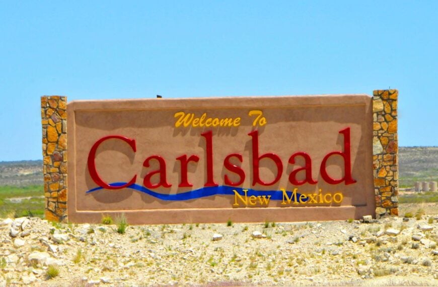 Welcome Sign for Carlsbad New Mexico welcoming visitors to Carlsbad created 09.12.22