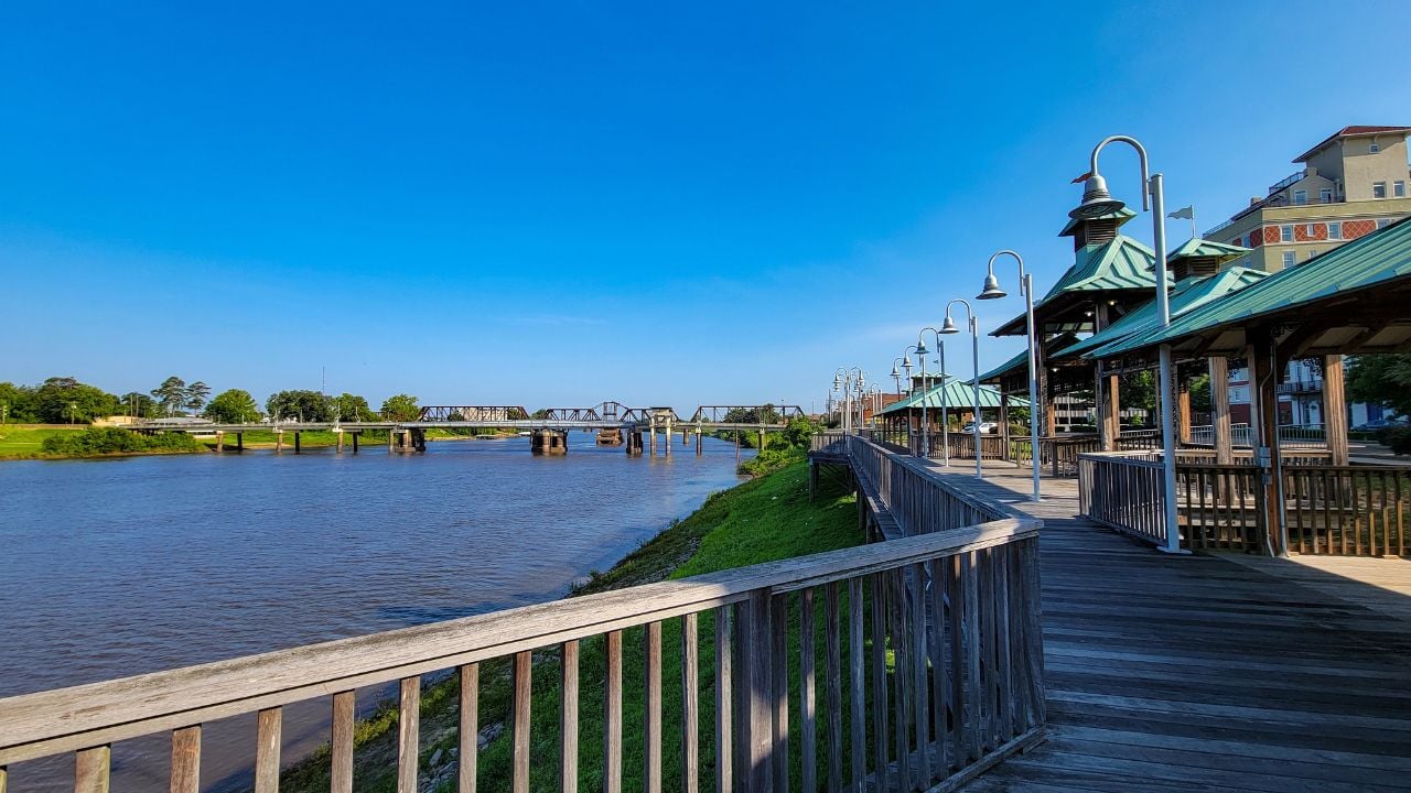 River walk in Monroe, Louisiana.