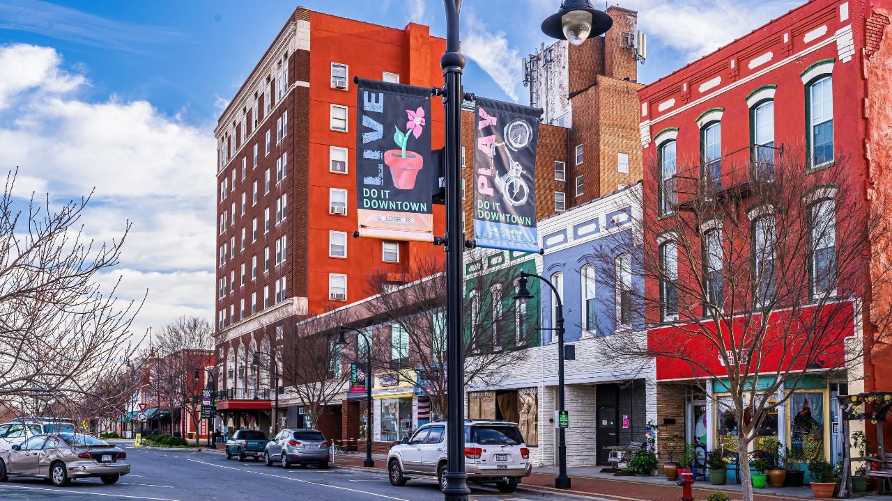 Renovated downtown buildings in Goldsboro, North Carolina.