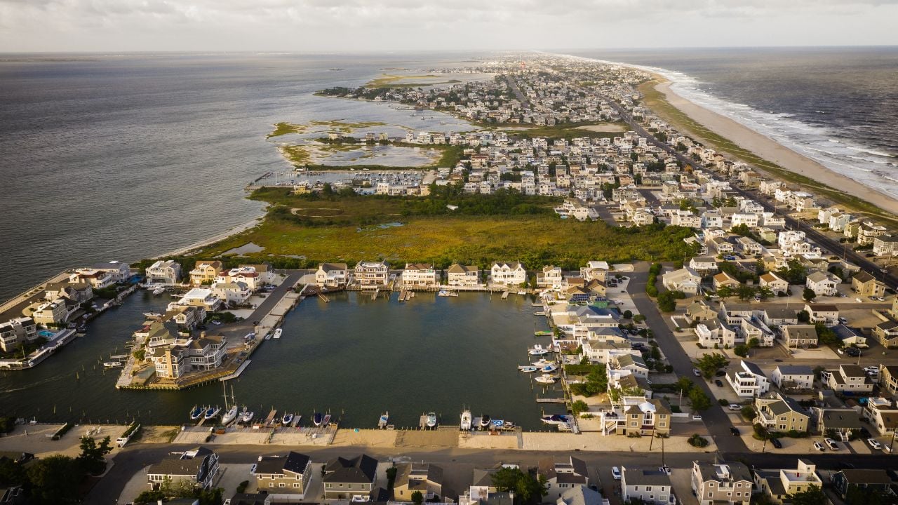 Aerial view of Long Beach Island, New Jersey
