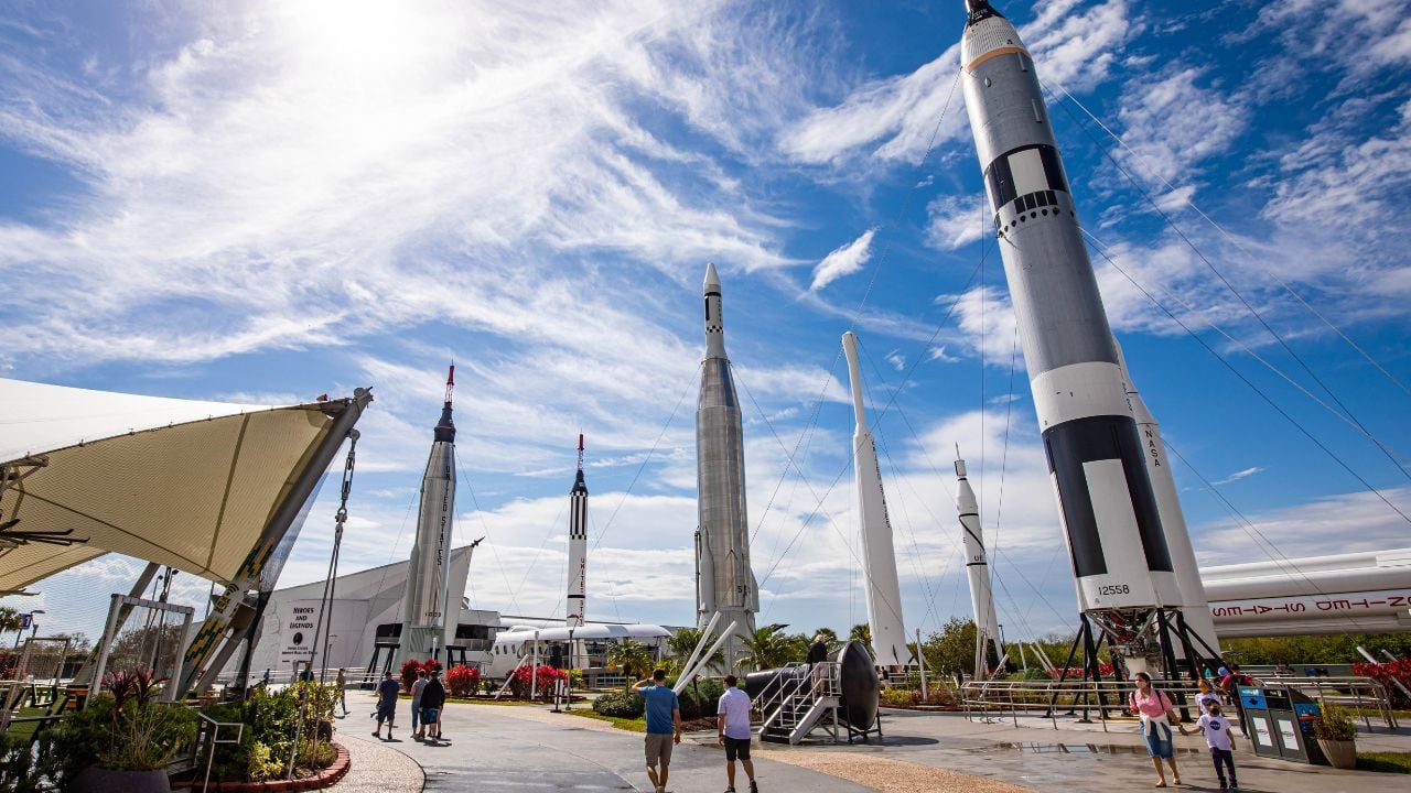 Rocket garden at Kennedy Space Center Visitor Complex in Florida.