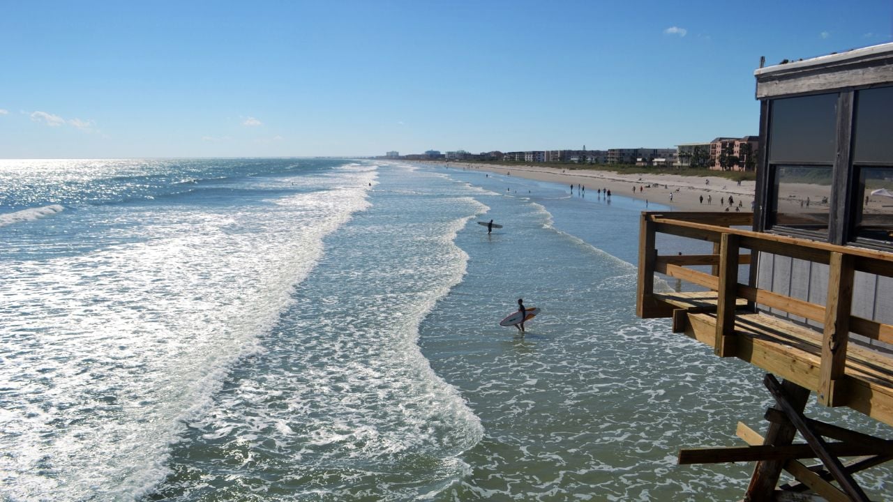 Surfers at Cocoa Beach, Florida