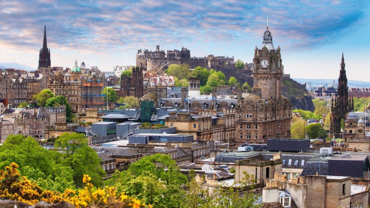 Edinburgh skyline at day from calton hill, Scotland