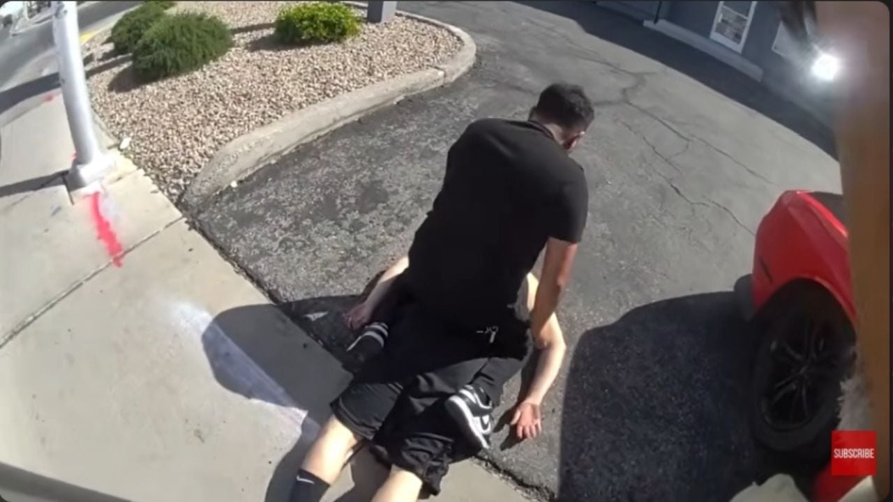 A Risky Intervention: Civilian Tackles Suspect After High-Speed Dash.