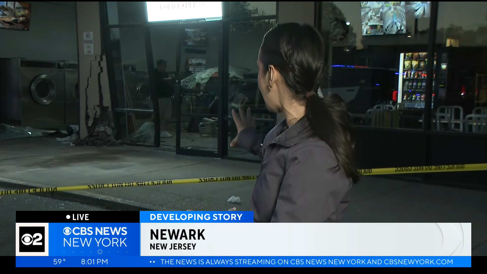 woman killed when cars crash into laundromat