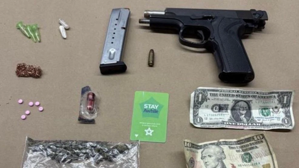 gun and drugs found in car