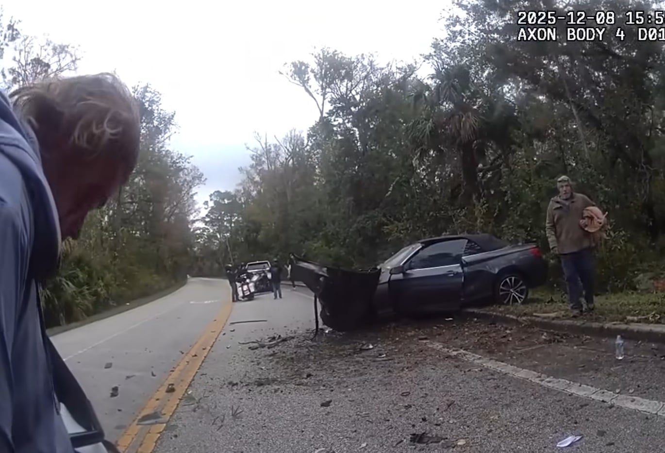 man crashes stolen bmw