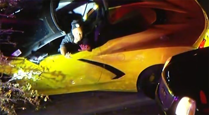 man crashes corvette c8 in LA