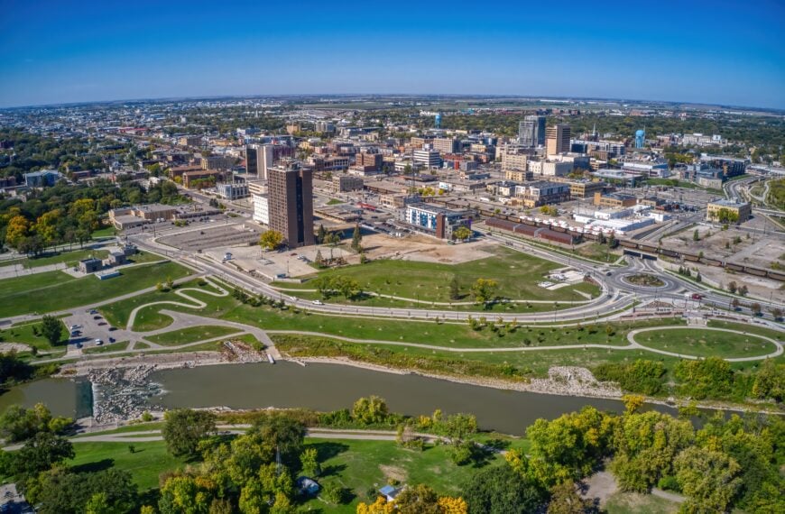 Aerial View of Fargo, North Dakota in early Autumn