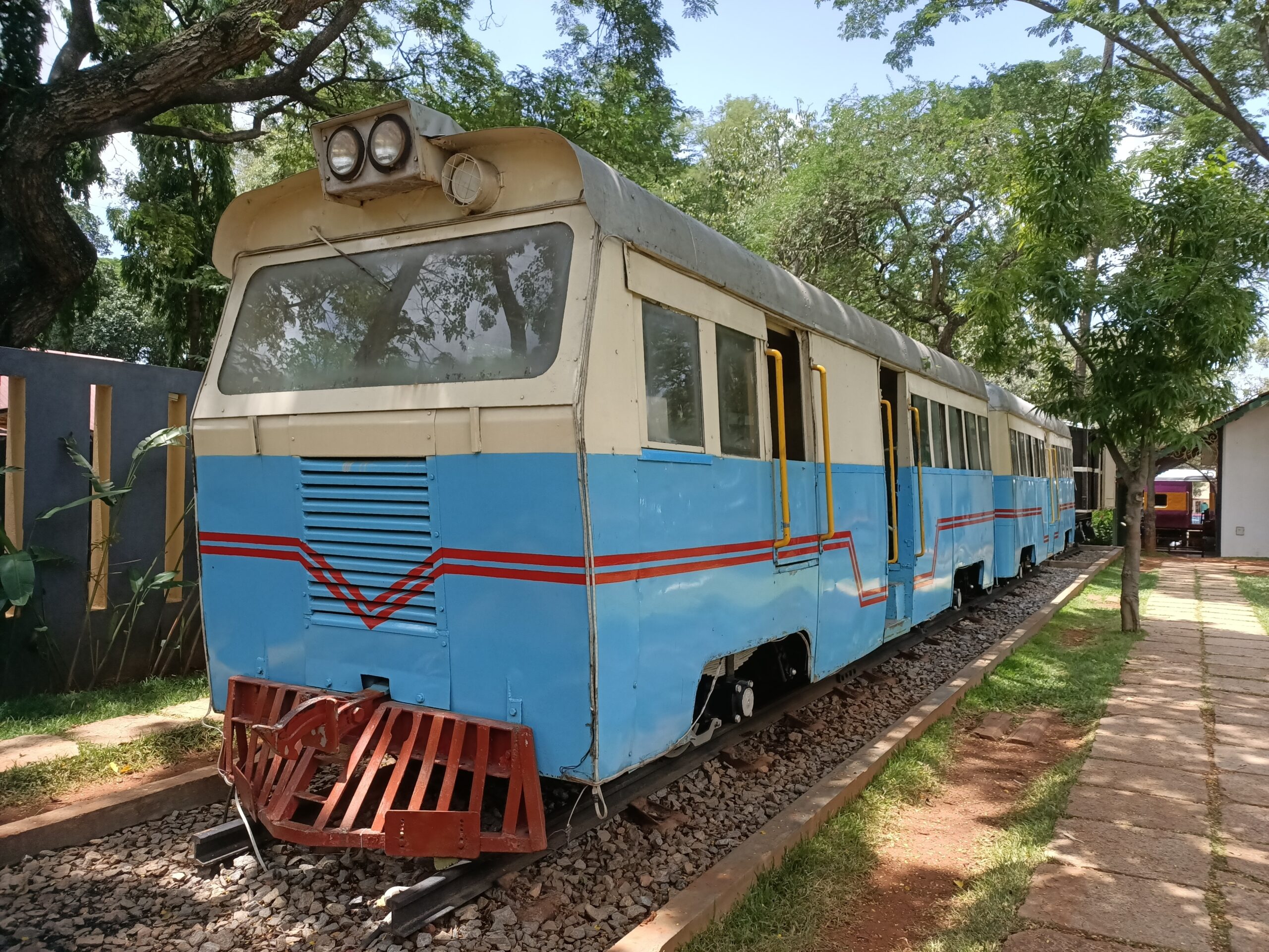 Rail museum display in Mysuru, Karnataka, India.