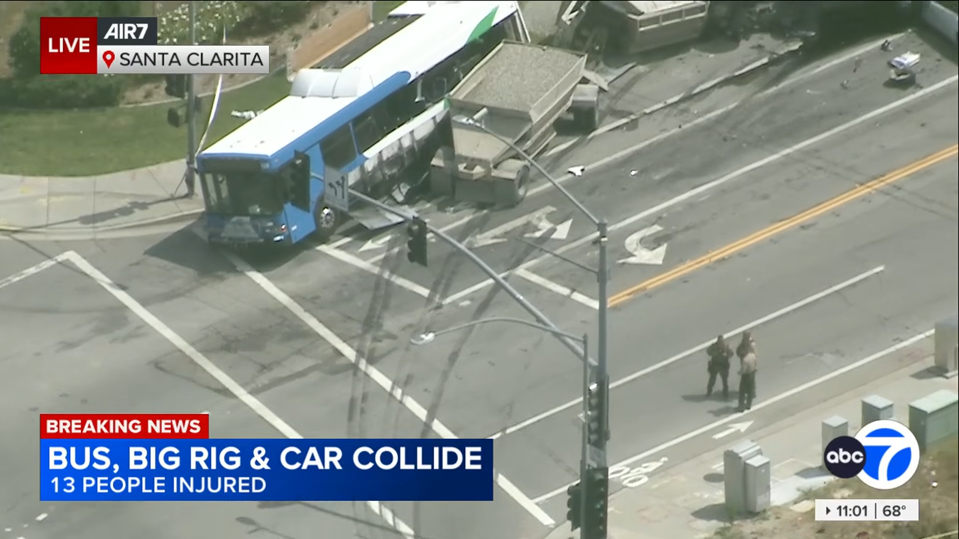 13 injured massive crash with big rig