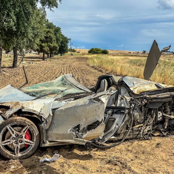 Crash Sends C8 Corvette Convertible Hundreds of Feet Before Overturning, Driver in Critical Condition