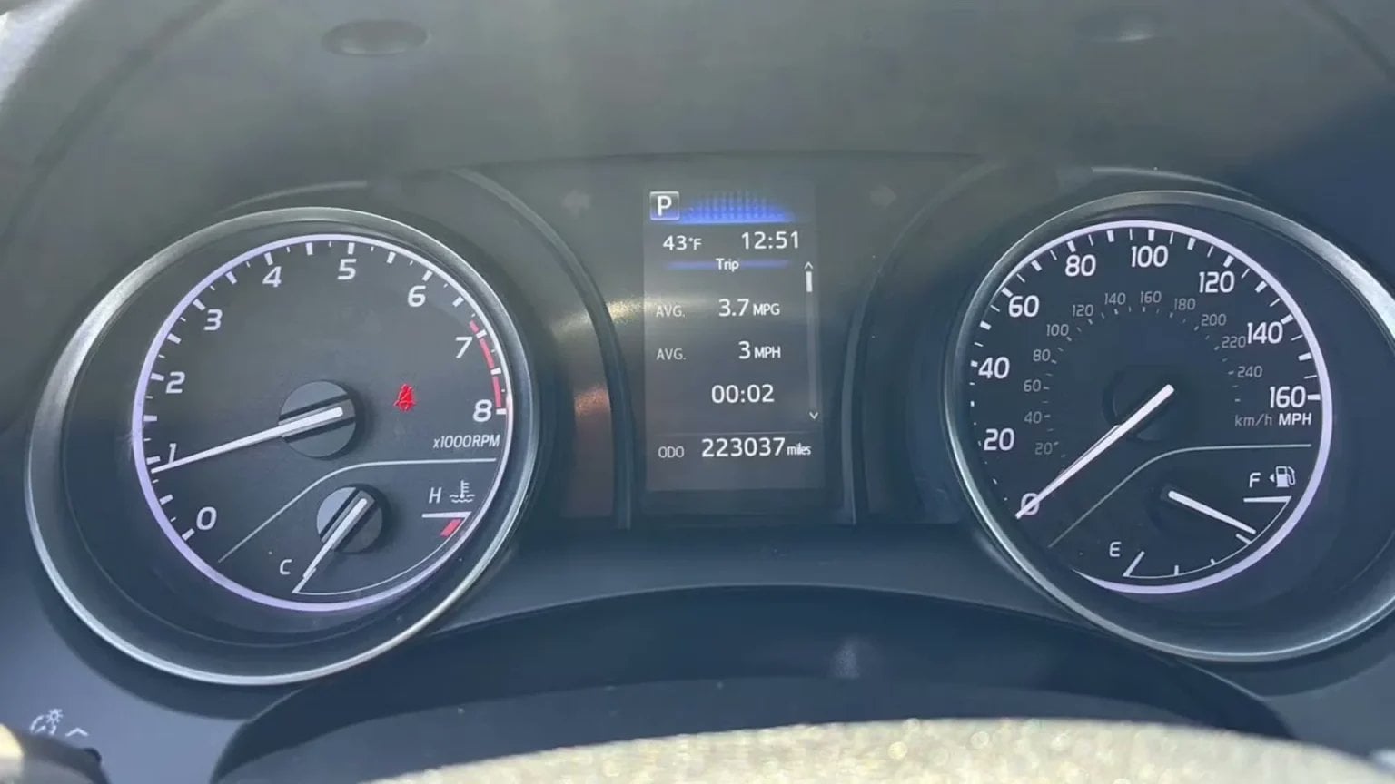 2023 Toyota Camry odometer.