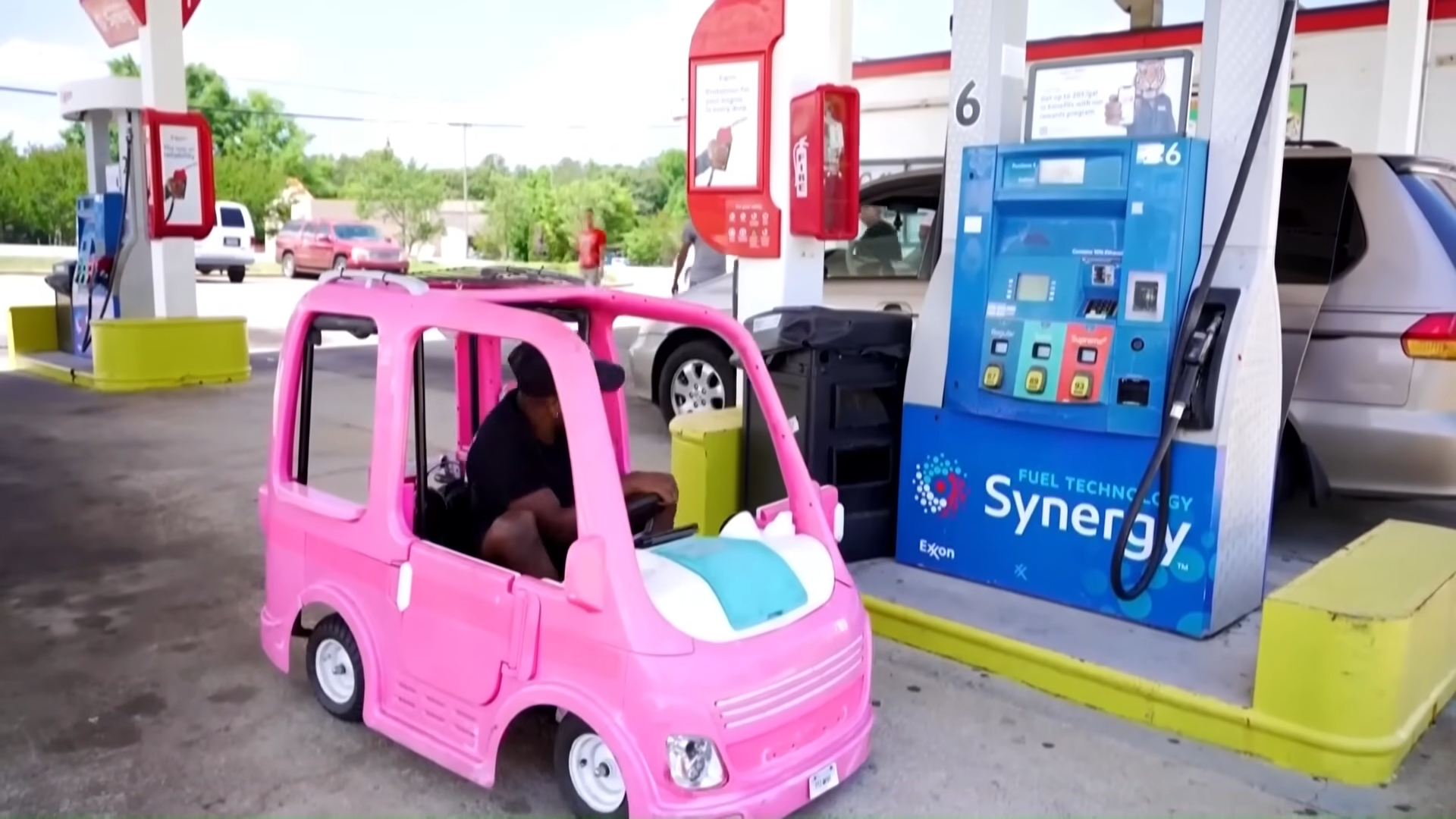 man converts barbie camper to save gas