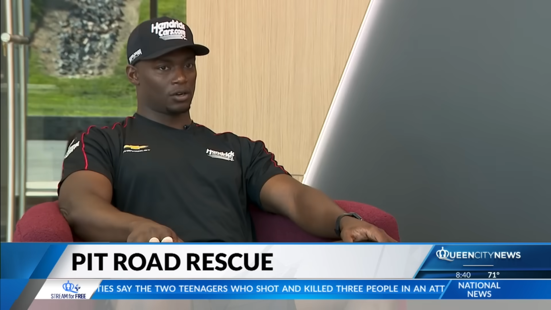 nascar pit crew saves reporter