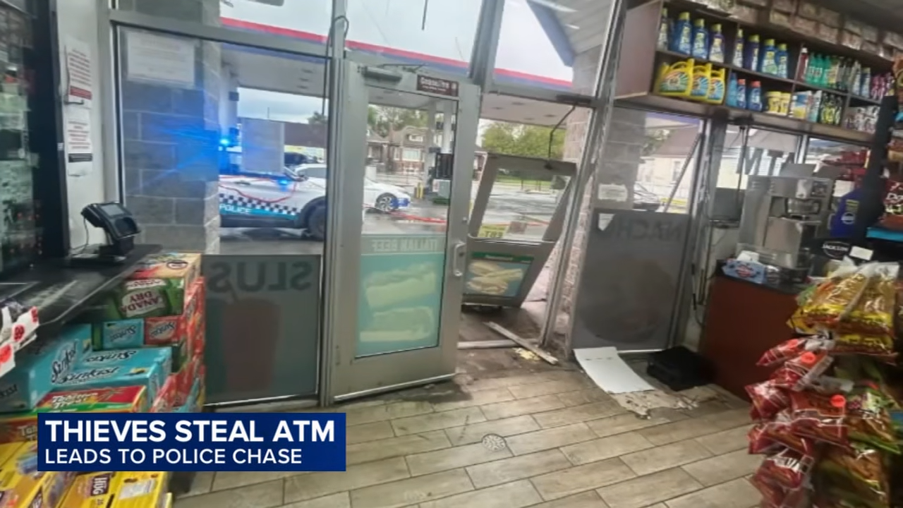 atm thieves steal cop car