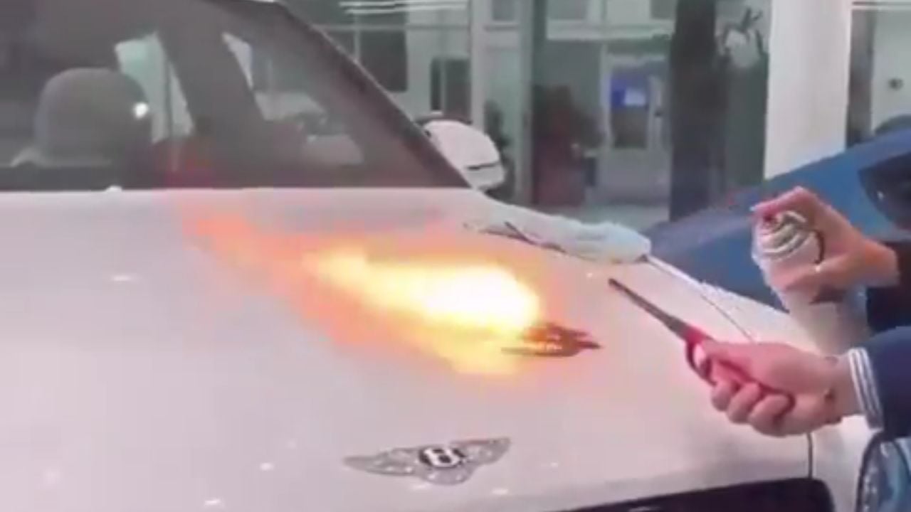 Flaming Bentley or brilliant marketing? You decide.