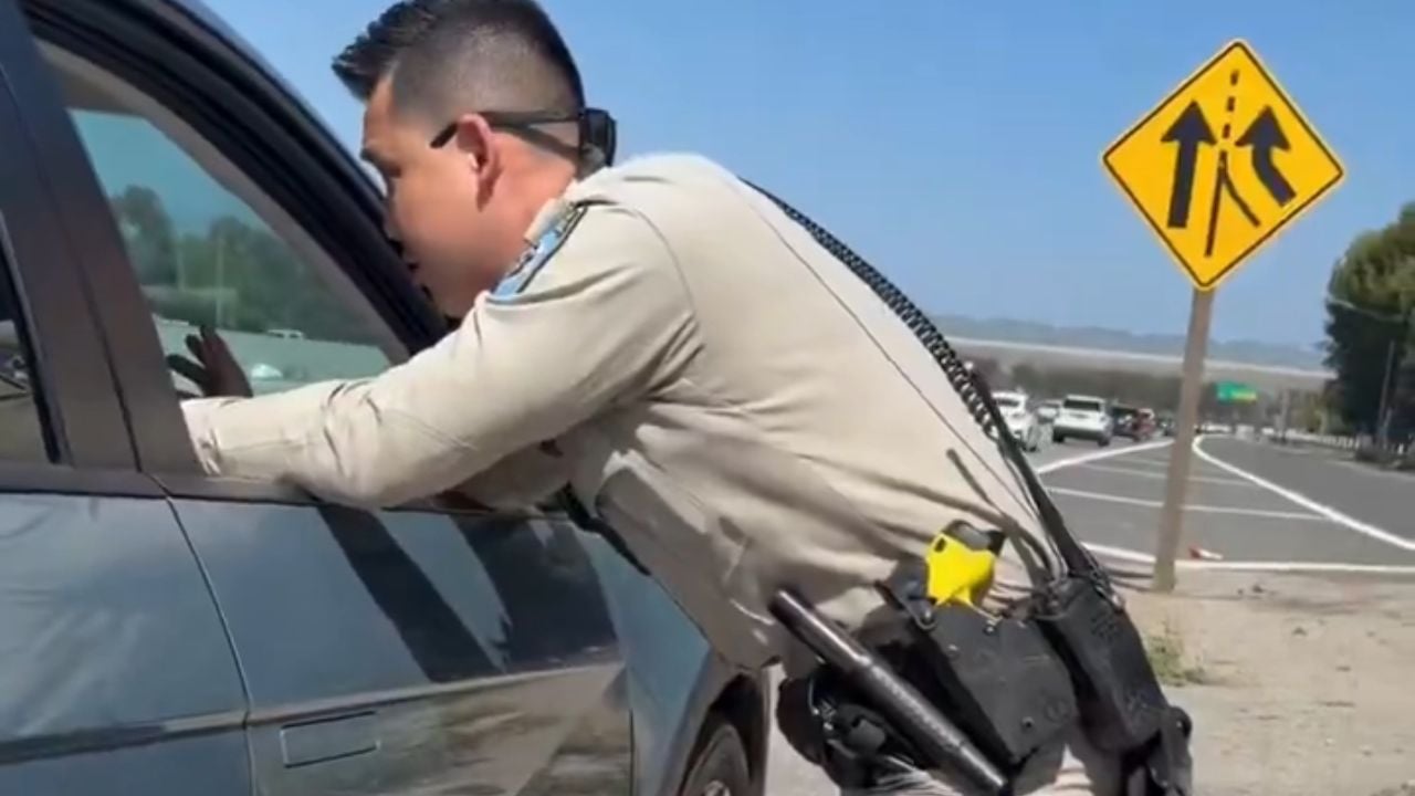 CHP officer paces SUV, sees driver’s thumbs moving on phone for 15 seconds.