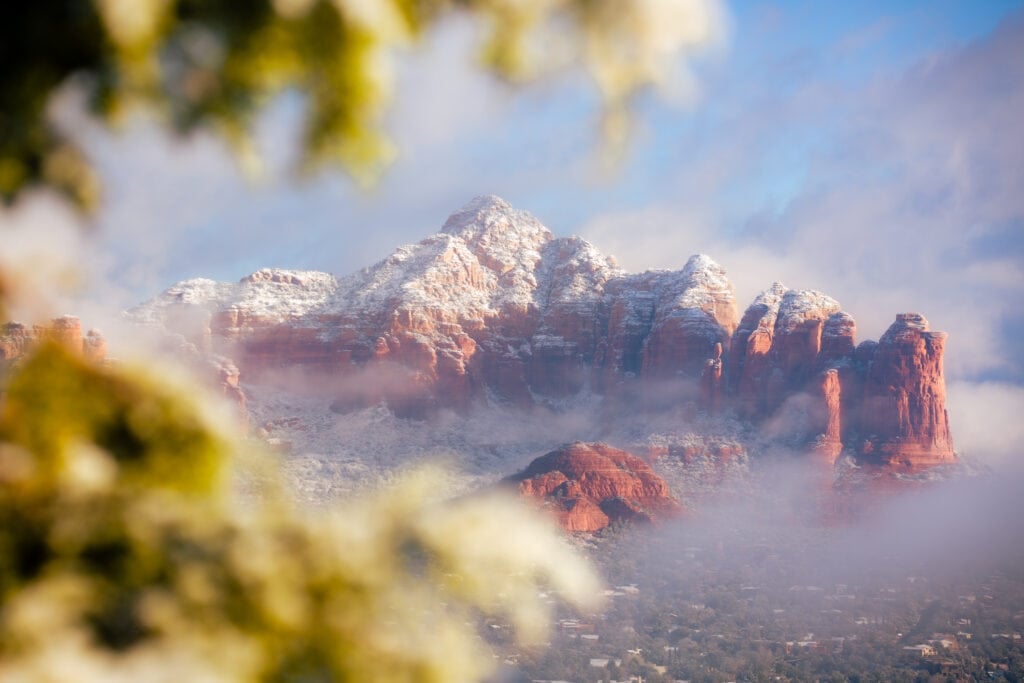 The snowy views of Sedona from Airport Mesa in the middle of town.