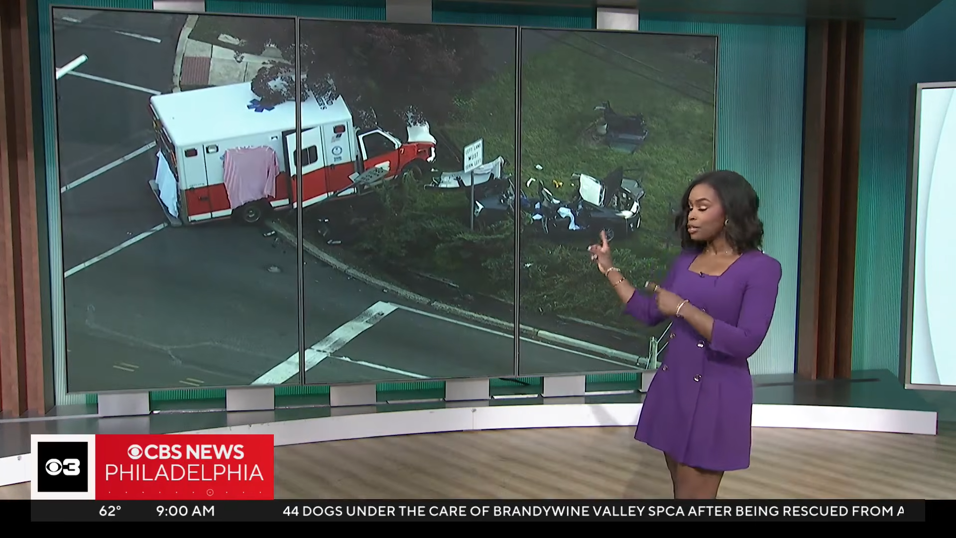 ambulance crashes with three people