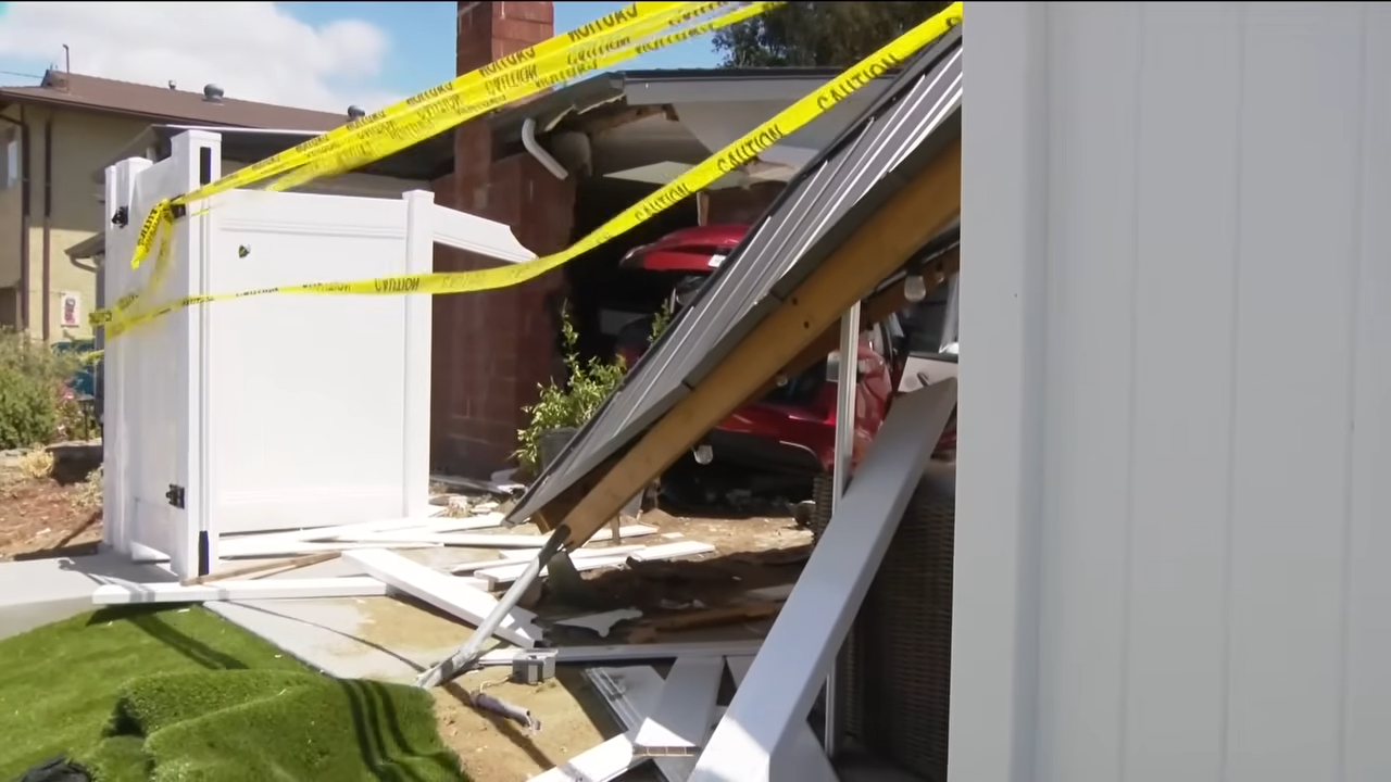 ring camera shows tesla hitting house