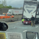porsche wedged under tractor trailer accident